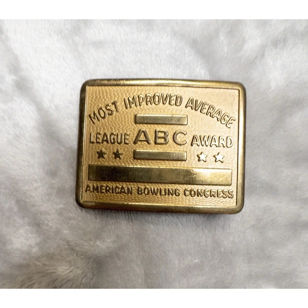 Gold American Bowling Congress Most Improved League Average Belt Buckle